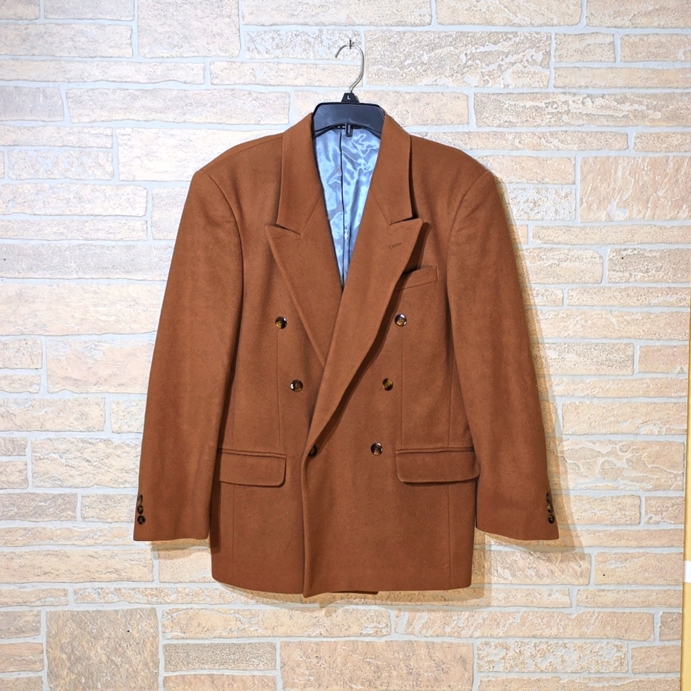 PAUL RODON COUTURE WOOL CASHMERE BLEND DOUBLE BREASTED BROWN